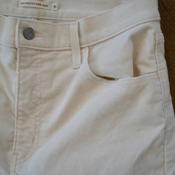 Levi's‎ Mom Jeans Womens Size 31 White Corduroy High Waisted Tapered Fit Pockets - Picture 7 of 9